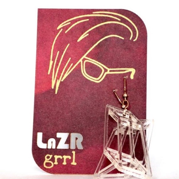 Transparent Prism Earrings - Triclinic Lucite - Picture 3 of 7